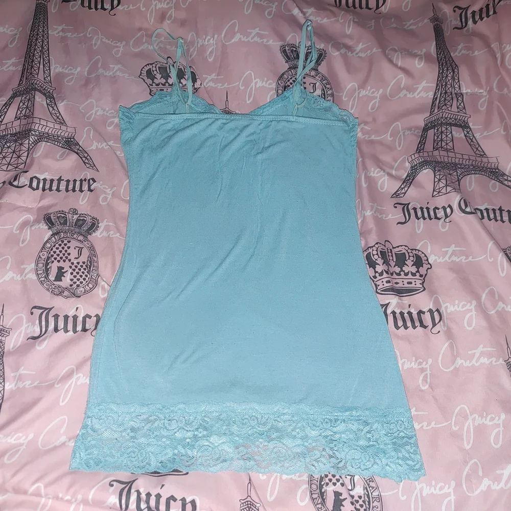 Tiffany Blue Lace Trim Cami Top S XS - Picture 4 of 4